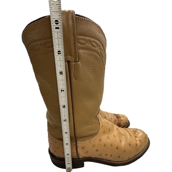 Men’s Justin Tan Ostrich Roper Boots SZ 6 - Picture 7 of 9